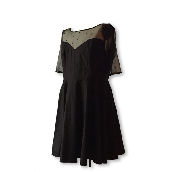 Eshakti fit & flare mesh short sleeves retro dress - Picture 1 of 8